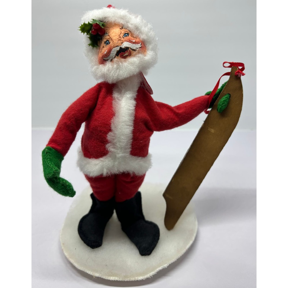 Annalee Vintage Santa Claus With Skis 1994 Posable Holly Berry on Hat